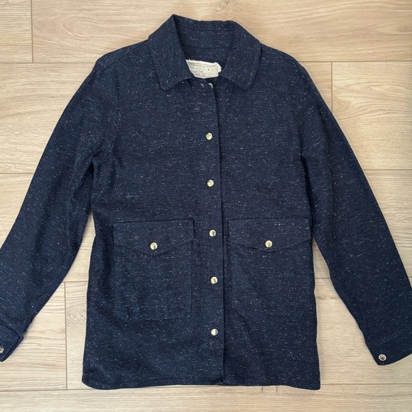 1791 Supply & Men's Navy Shirt Jacket Snap Shacket Tweed Flannel Layering Medium - Picture 2 of 9